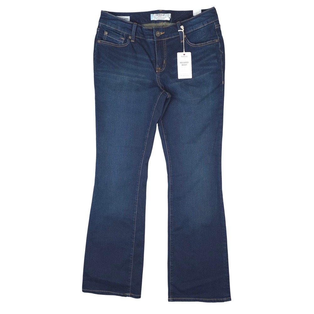 Torrid Relaxed Boot Cut Jeans Womens 10R (34x33) Dark Wash Blue Stretch Denim